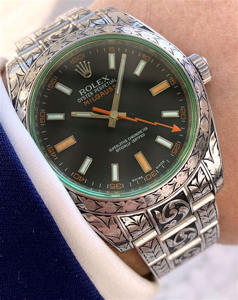 rolex milgauss engraved|rolex milgauss models.